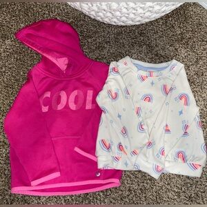 Bundle Girls 4T Pink Hoodie and Cream Rainbow Sweatshirt